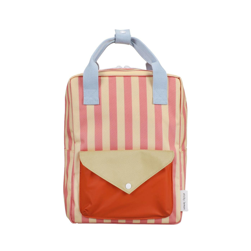 Rugzak medium - Wonders Envelope Stripes Coral Pink + Sandy yellow