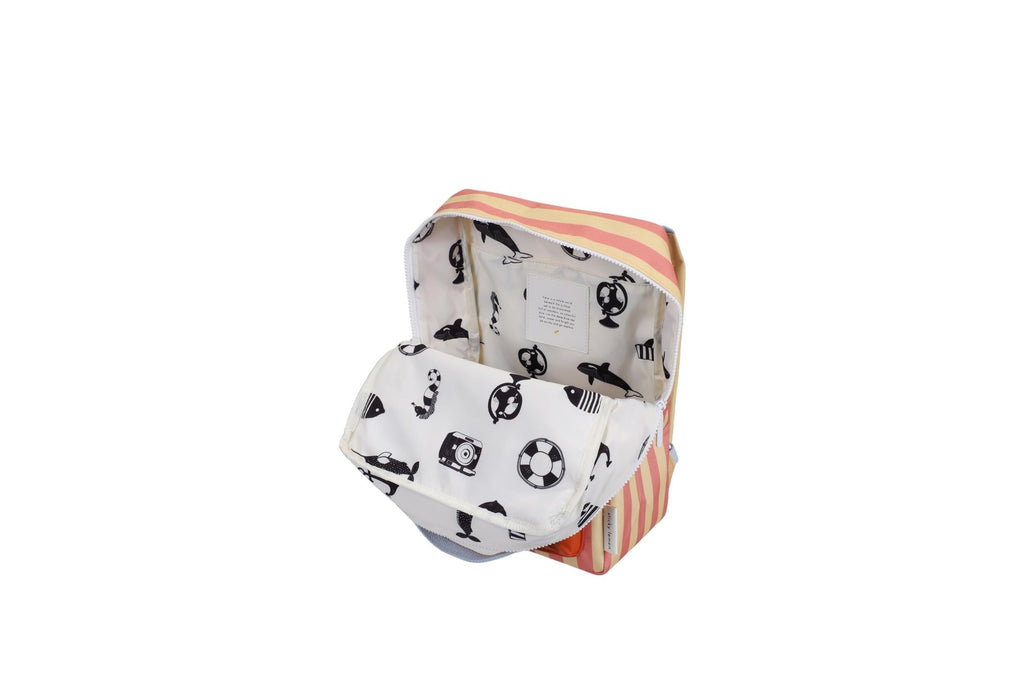 Rugzak medium - Wonders Envelope Stripes Coral Pink + Sandy yellow