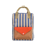 Rugzak medium - Wonders Envelope Stripes Blue whale + Sandy yellow