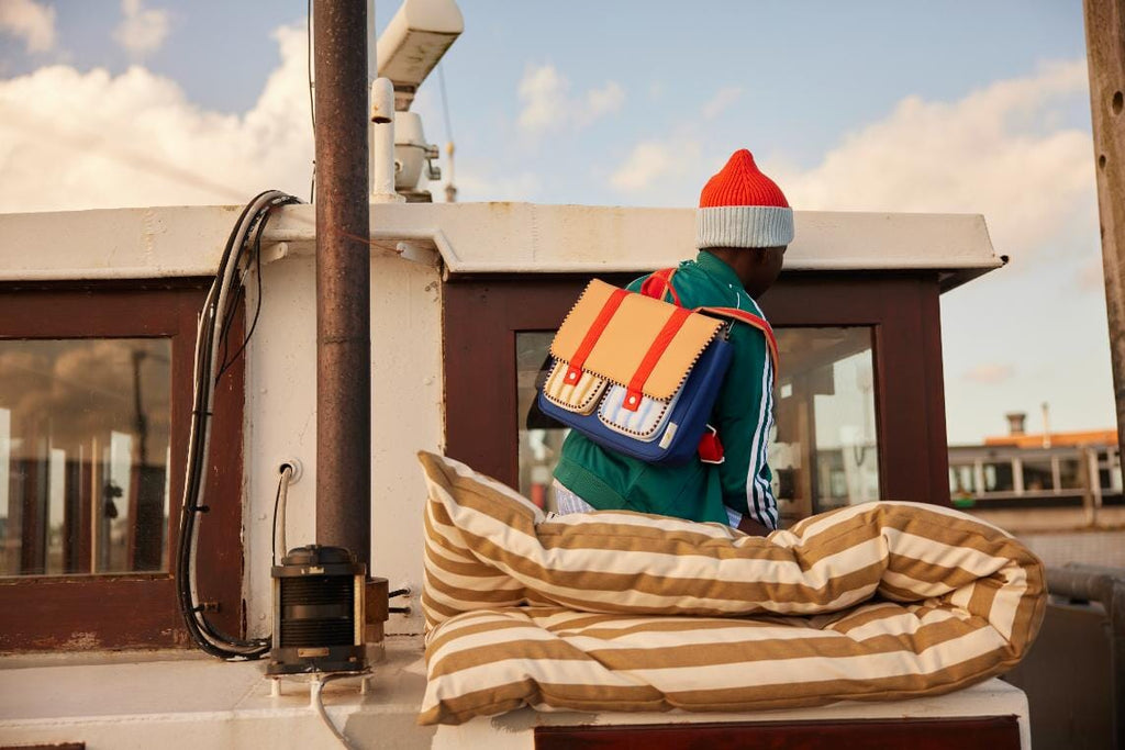 Schooltas - Wonders Jane beige + Ned blue - Sticky Lemon