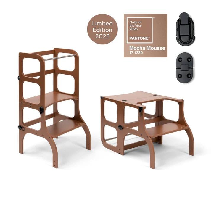 Lernturm aus Holz - Step'n sit - Mocha Mouse mit Schwarz - Ette Tete