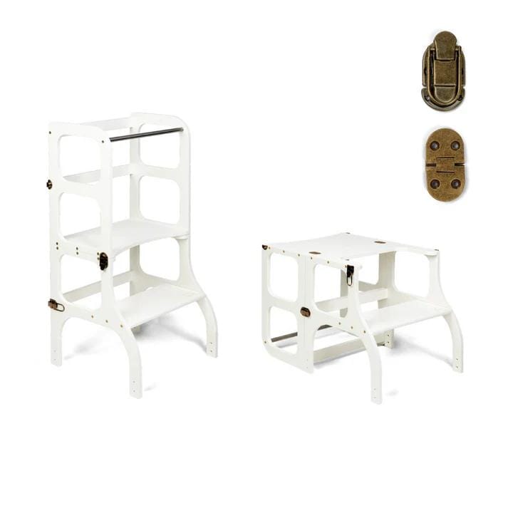 Lernturm aus Holz Step'n sit - Weiß mit Messing - Ette Tete