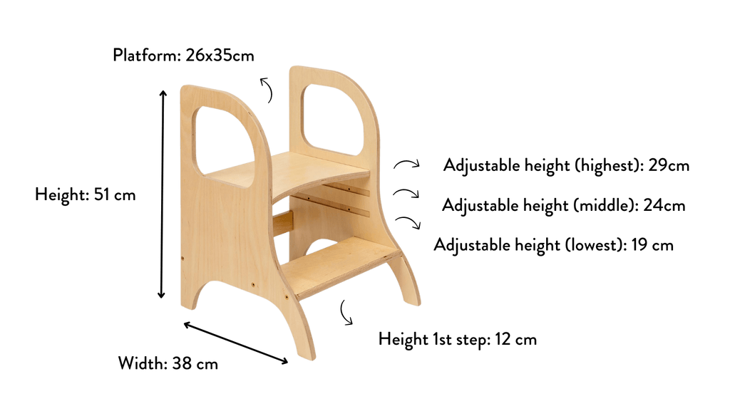 Verstellbare Holzhocker Miimo - Natur - Ette Tete