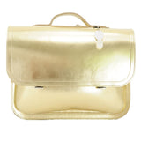 Lederen schooltas met magneetsluiting - Gold