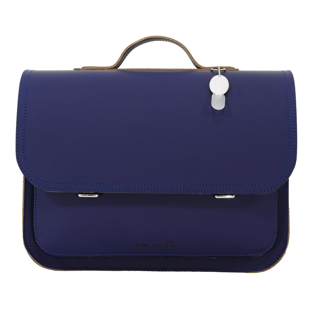 Lederen schooltas met magneetsluiting - Marine