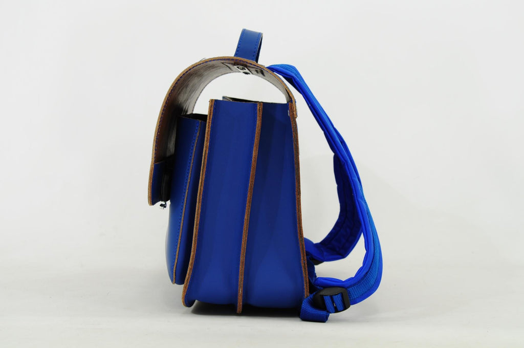 Lederen schooltas met magneetsluiting - Football Cobalt