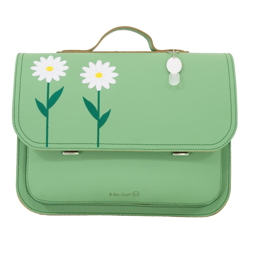 Lederen schooltas met magneetsluiting - Marguerite Pastel Green