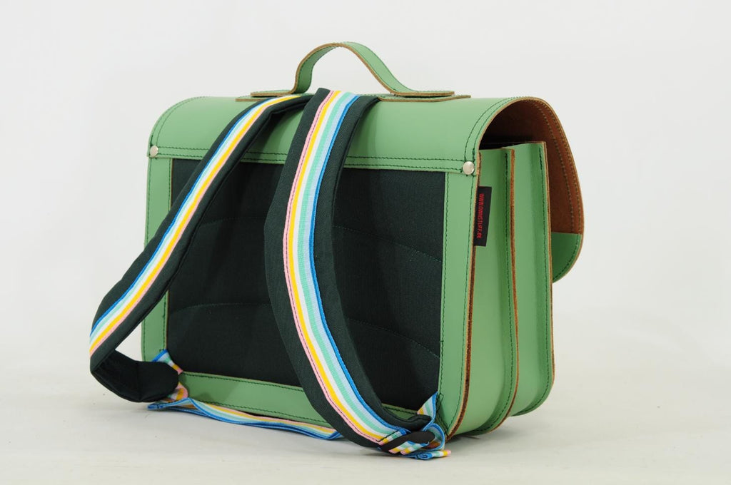 Lederen schooltas met magneetsluiting - Marguerite Pastel Green