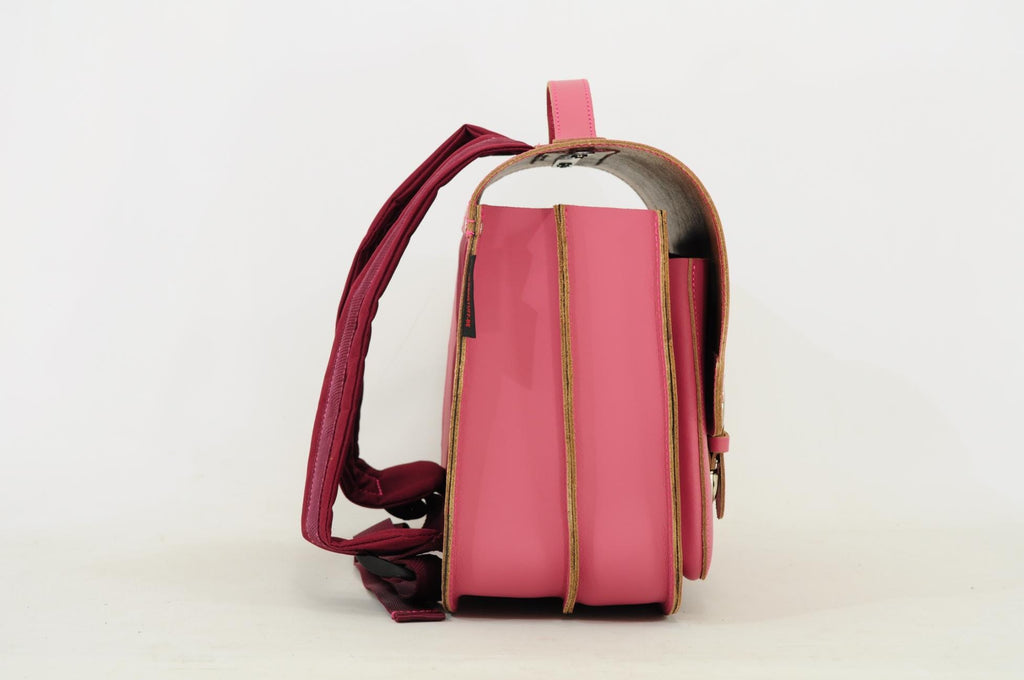 Lederen schooltas met gespen - Antique Pink
