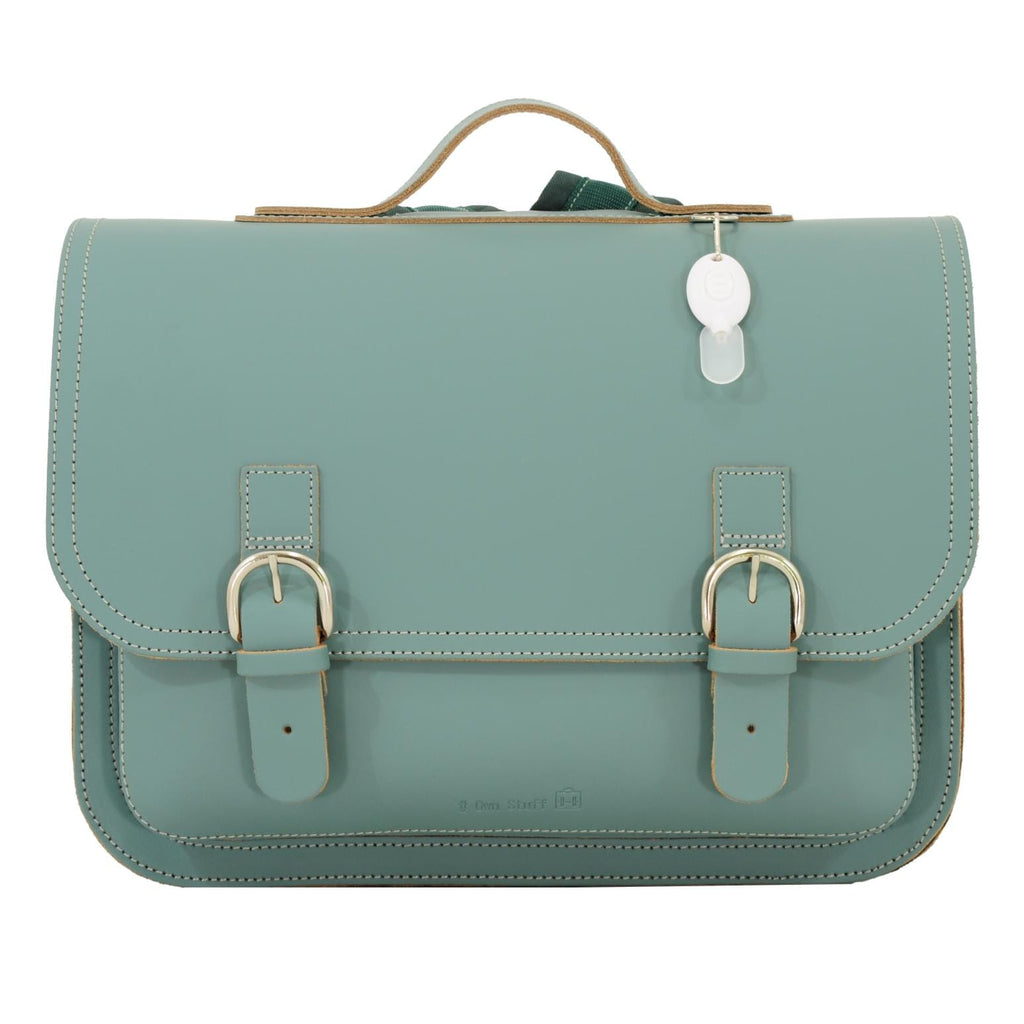 Lederen schooltas met gespen - Azul