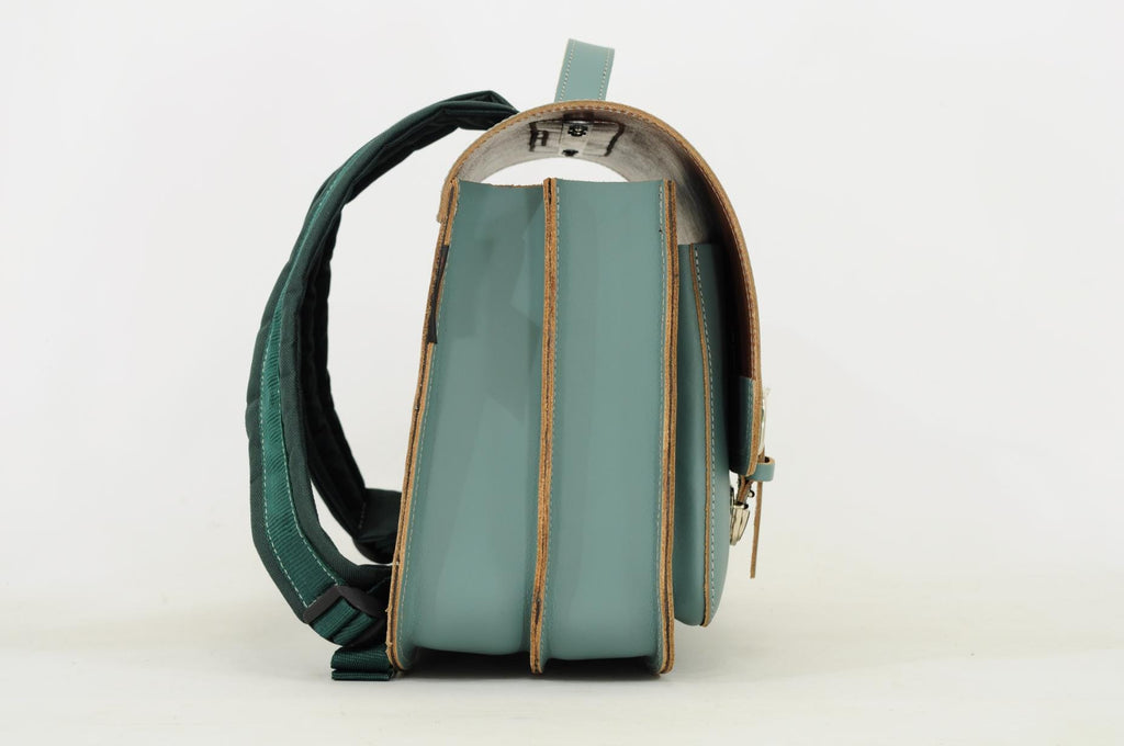 Lederen schooltas met gespen - Azul