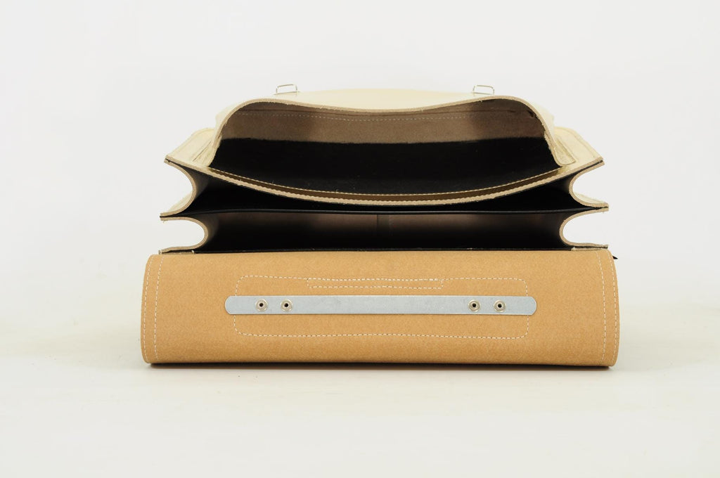 Lederen schooltas met gespen - Gold