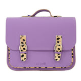 Lederen schooltas met gespen - Leo Purple