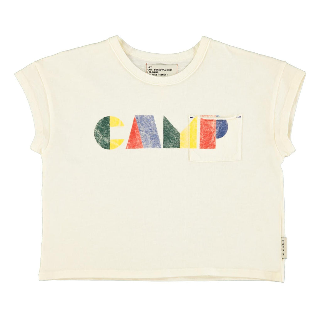 T-shirt - ecru met "camp"-print