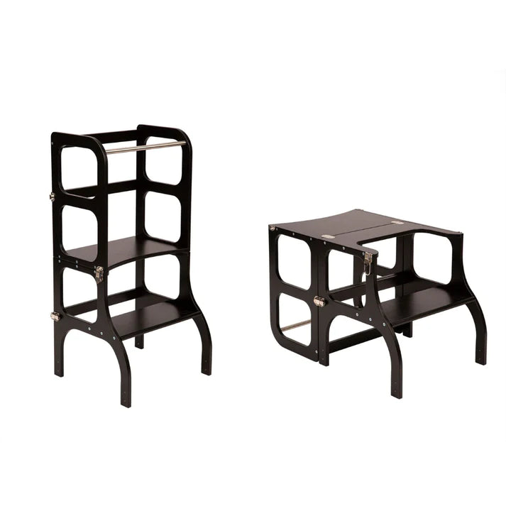 Lernturm aus Holz Step'n sit - Schwarz mit Silber - Ette Tete