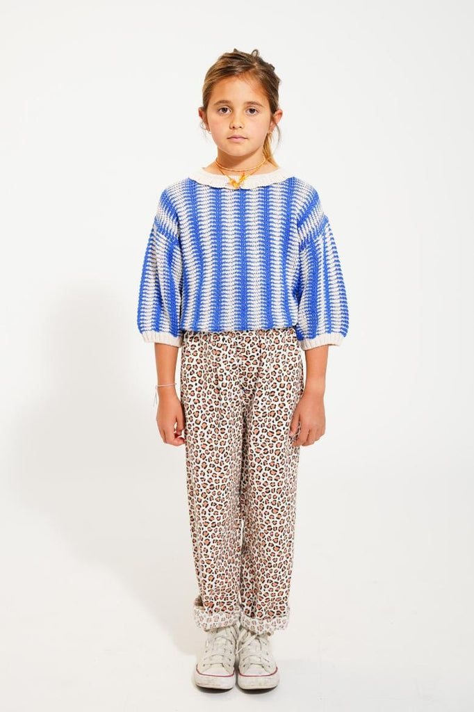 Broek - ecru met luipaardprint