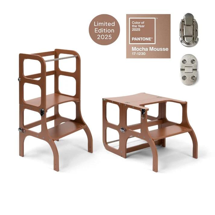 Lernturm aus Holz - Step'n sit - Mocha Mouse mit Silber - Ette Tete