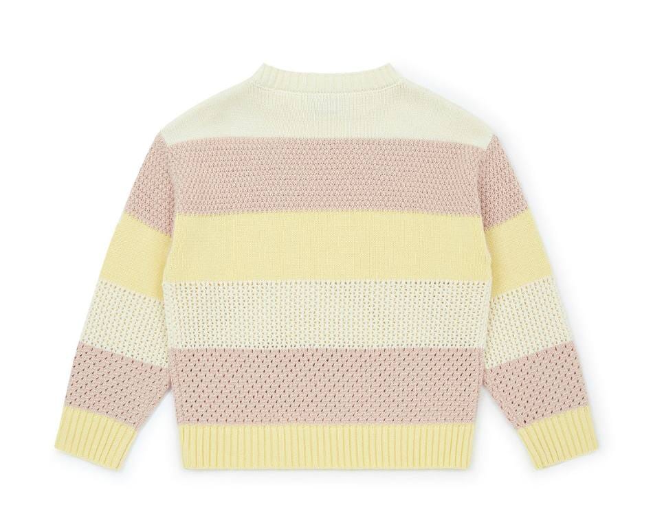 trui met streepjes - multi pistache - Bonton