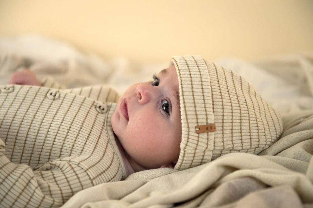 Rib beanie 0-3m - Biscuit stripe - Nixnut