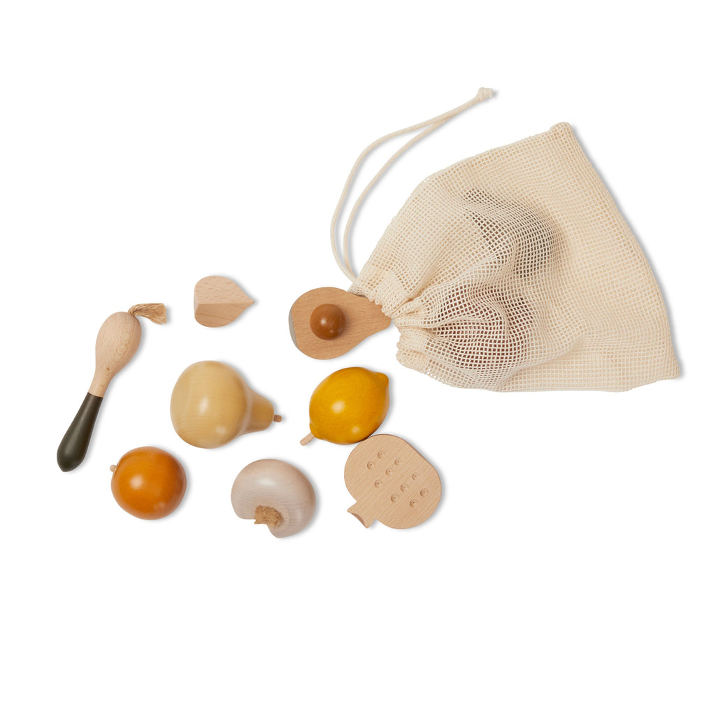 Konges Slojd - Houten groenten en fruit met zakje