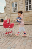 Doll pram - Ribfluweel rood poppenwagen