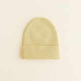 beanie fonzie - newborn - light yellow - hvid