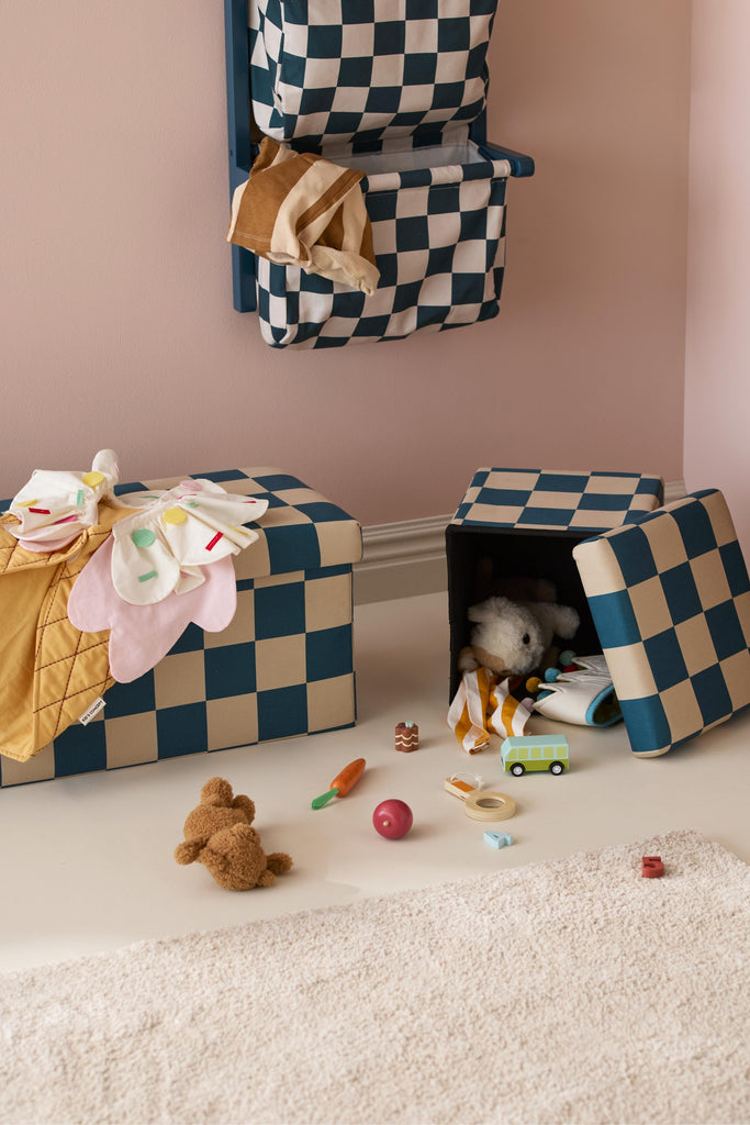 Hocker 80cm - Check Teal - Kid's Concept 