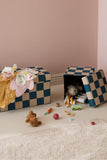 Pouf 30cm mit Stauraum - Check Teal - Kid's Concept