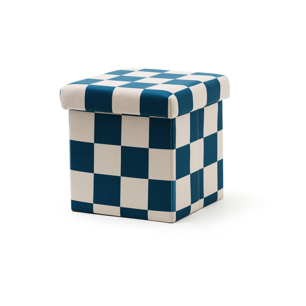 Pouf 30cm mit Stauraum - Check Teal - Kid's Concept