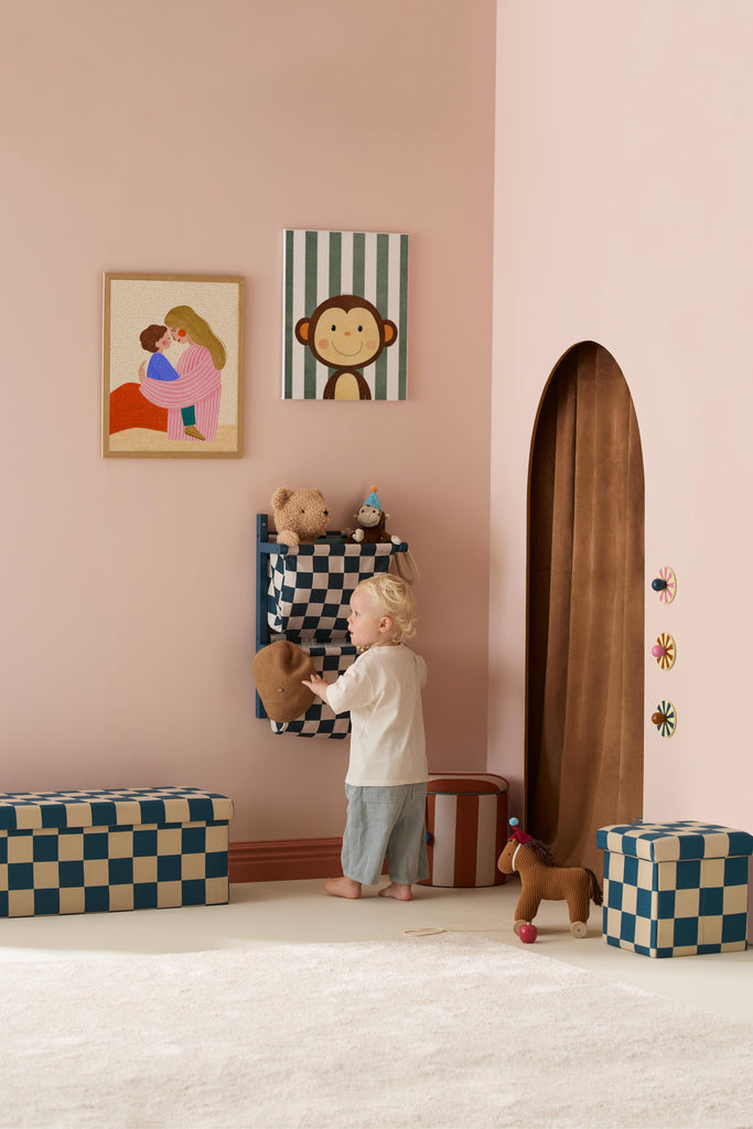 Hocker 80cm - Check Teal - Kid's Concept 