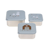 Snackdoosjes stainless steel - set van 3 - Tiny Farmer - Blue