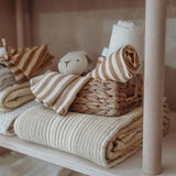 2-pack Hydrofiele doeken pre-washed - Fat Stripe Taupe - Meyco