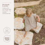 Badponcho badstof jacquard - Fat Stripe Taupe - Meyco