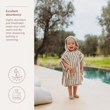 Badponcho badstof jacquard - Fat Stripe Taupe - Meyco