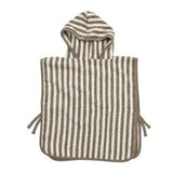 Badponcho badstof jacquard - Fat Stripe Taupe - Meyco