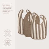 3-Pack Slab klittenband jacquard - Fat Stripe Taupe - Meyco