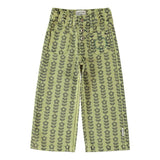 Flare broek - Groen met bloemen