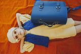 Ledertasche mit Schnallen - Kobaltblau - Own Stuff