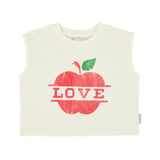 Mouwloos shirt - Ecru met appel