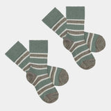 2-pack gestreepte sokken - Beige melange