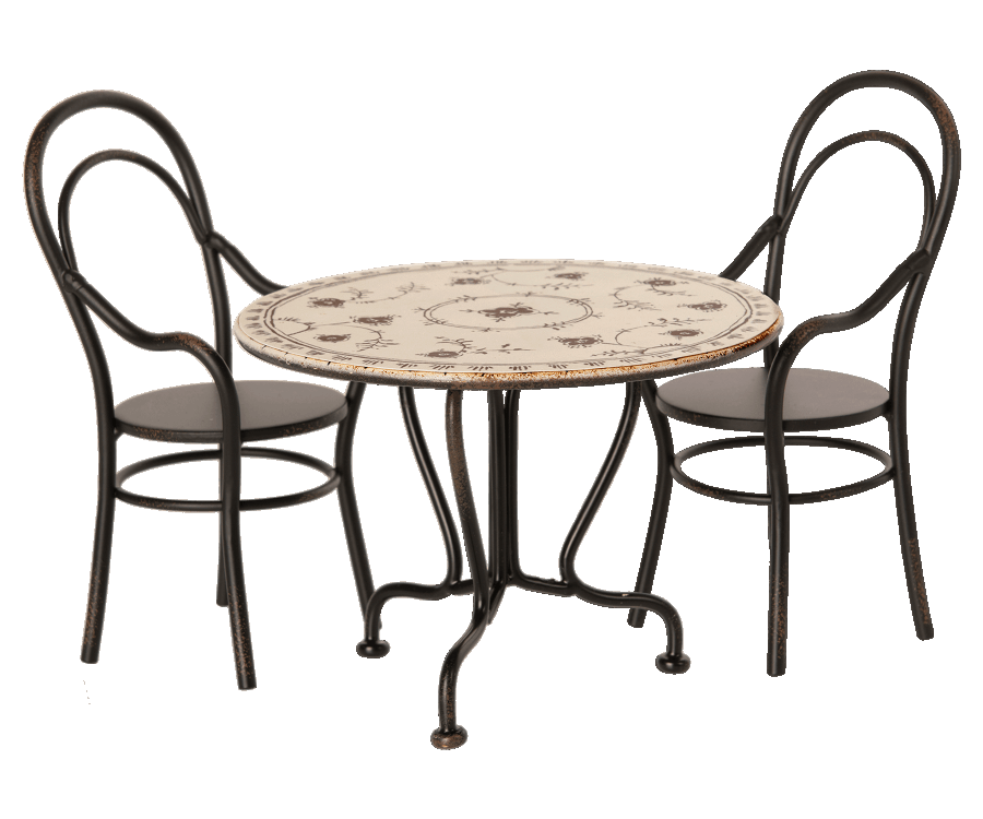 Miniature eettafel met 2 stoelen - Maileg