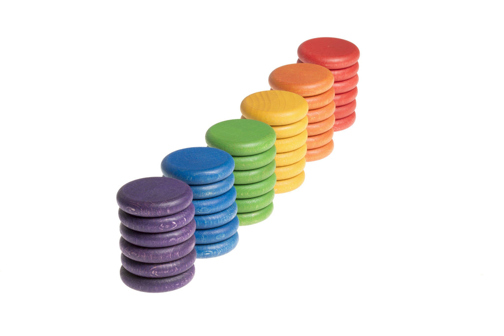 36 houten munten (6 kleuren) - Grapat
