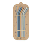 Siliconen rietjes blauw - Set van 6 - Konges Slojd