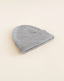 beanie fonzie - newborn - grey melange - hvid