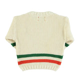 Gebreide sweater - ecru met multicolor streepjes